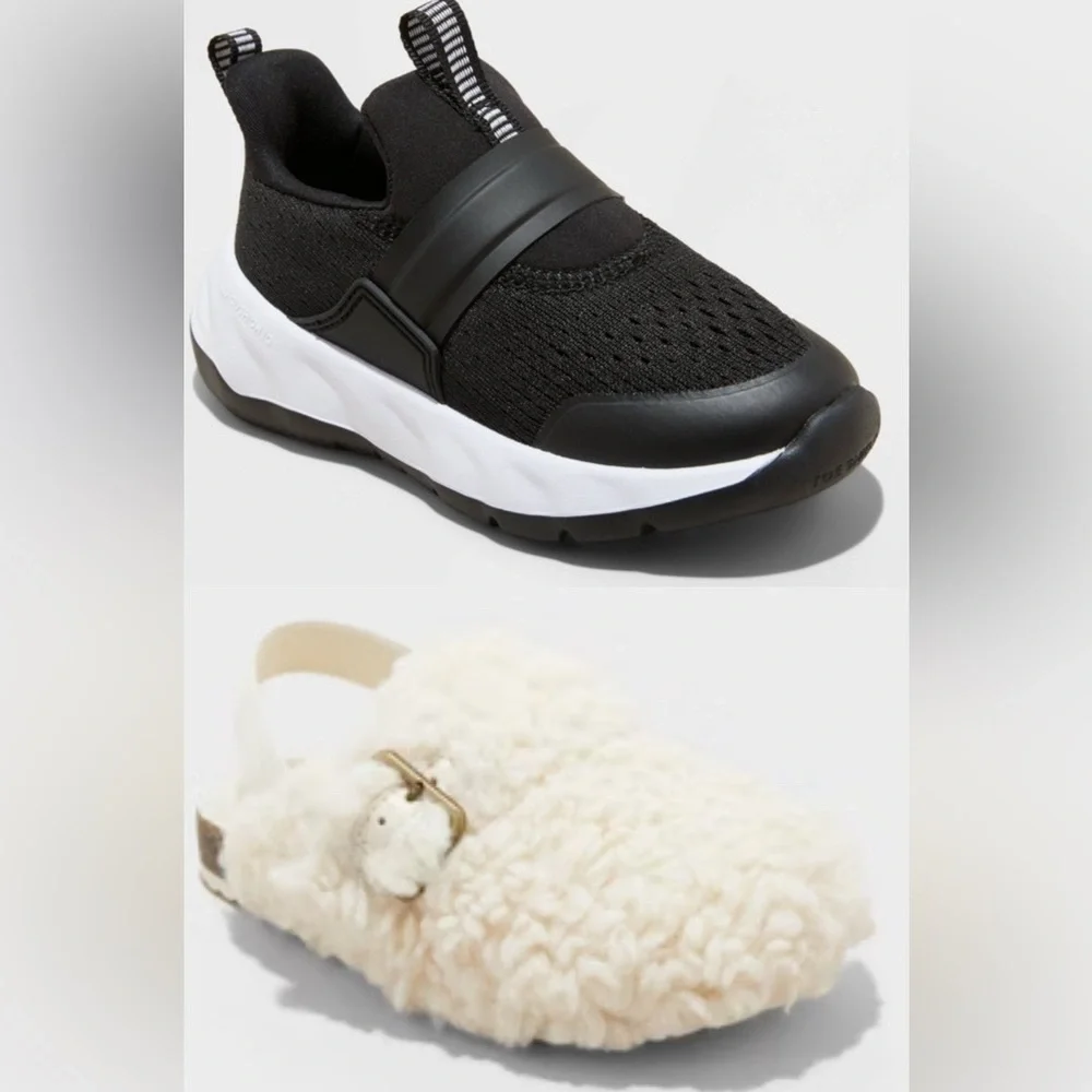 NWT TWO PAIR All In Motion Dannie Slip On Sneakers + Cat & Jack Mila Slip Ons - Picture 1 of 8
